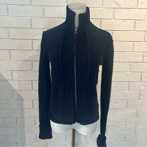 Vintage Y2K Old Navy 100% Cotton Navy Blue Cableknit Cardigan Sweater Womens M